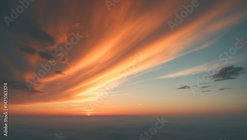 Enchanting dark orange sky with clouds, set in a natural environment