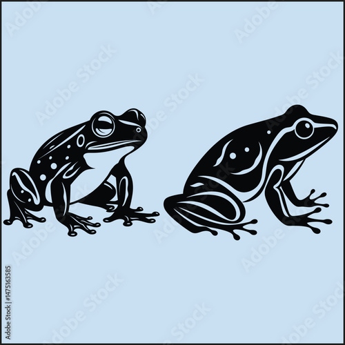 Frog Silhouette Set, Nature Leap