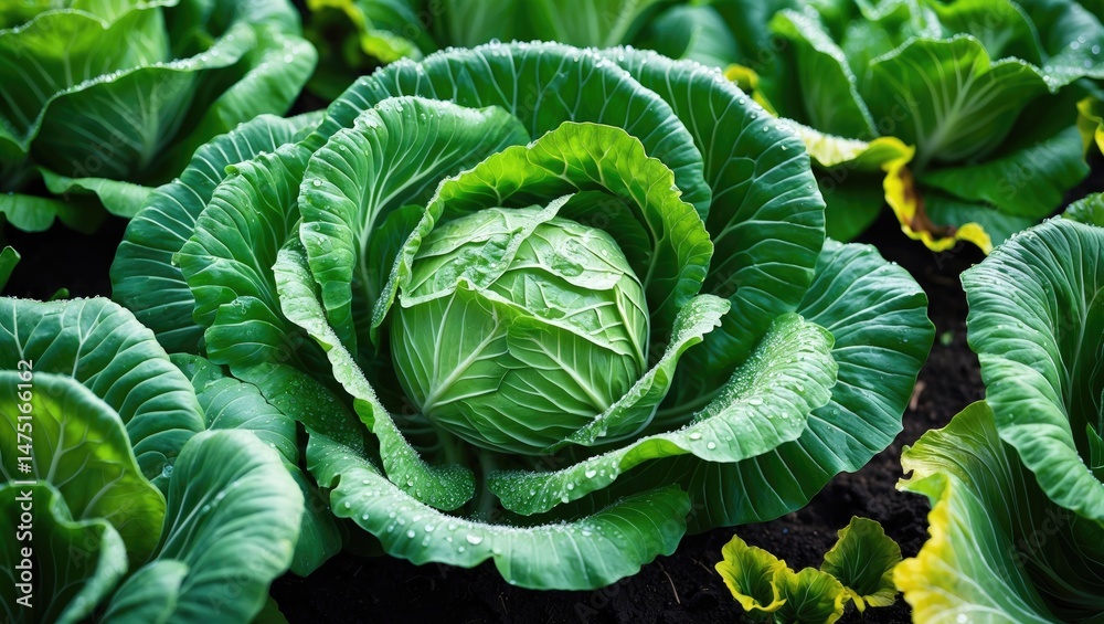 Obraz premium Bacterial infection on the leaf edges of cabbage plants