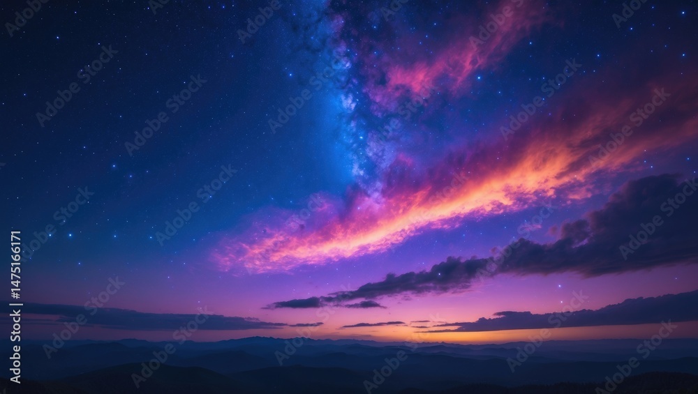 Fototapeta premium Deep Space Night Landscape, Gorgeous Digital image