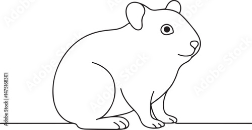 Cute Hamster One Line Sketch