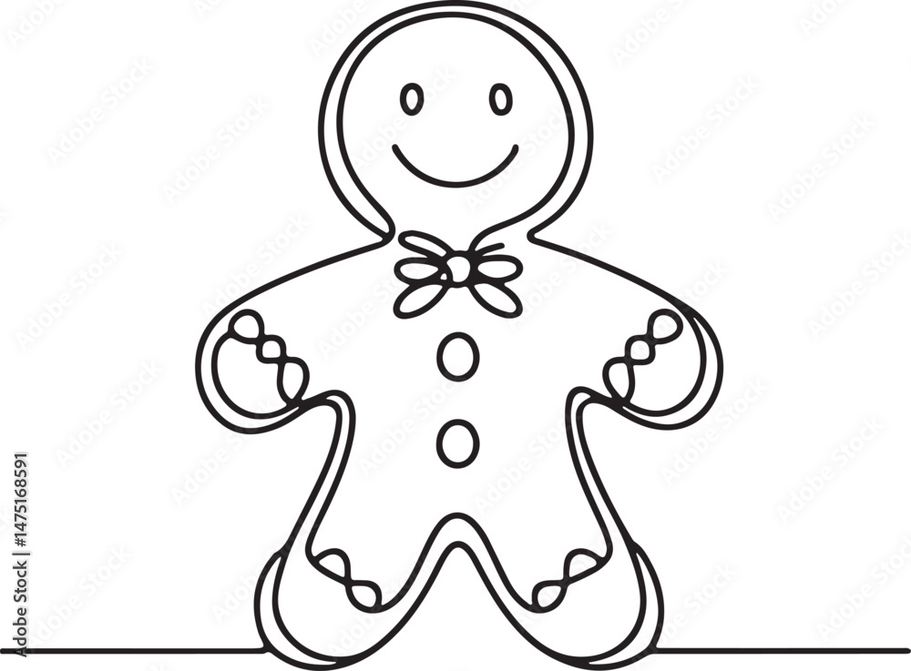 Fototapeta premium Minimalist Gingerbread Holiday Drawing