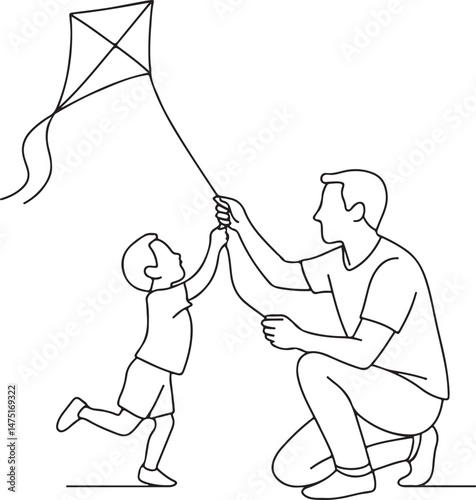 Kite Flying with Parent and Child