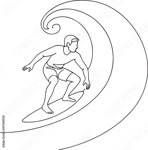 Surfer Man Riding Big Wave Art