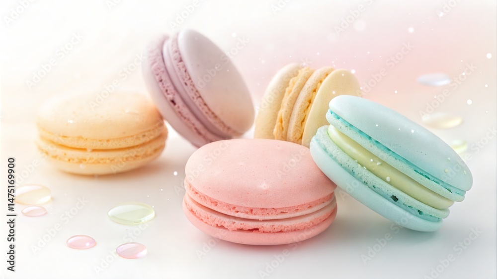 Obraz premium Pastel Translucent Macarons – Whimsical Cookie Texture Background for Sweet Branding & Luxury Dessert Marketing