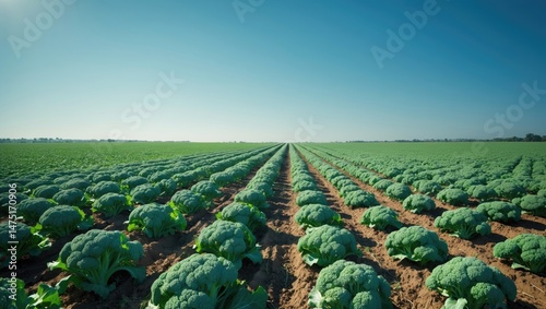 Autumn season broccoli growing in a rural Arizona farmland
