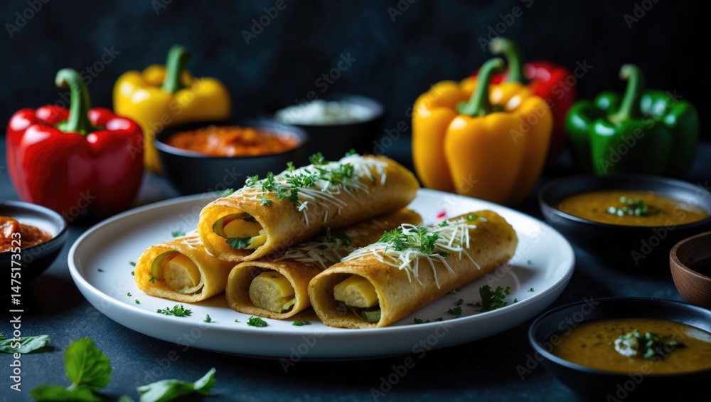 Spring Dosa - A cuisine with potatoes inside. Spring Dosa - A cuisine with potatoes inside.