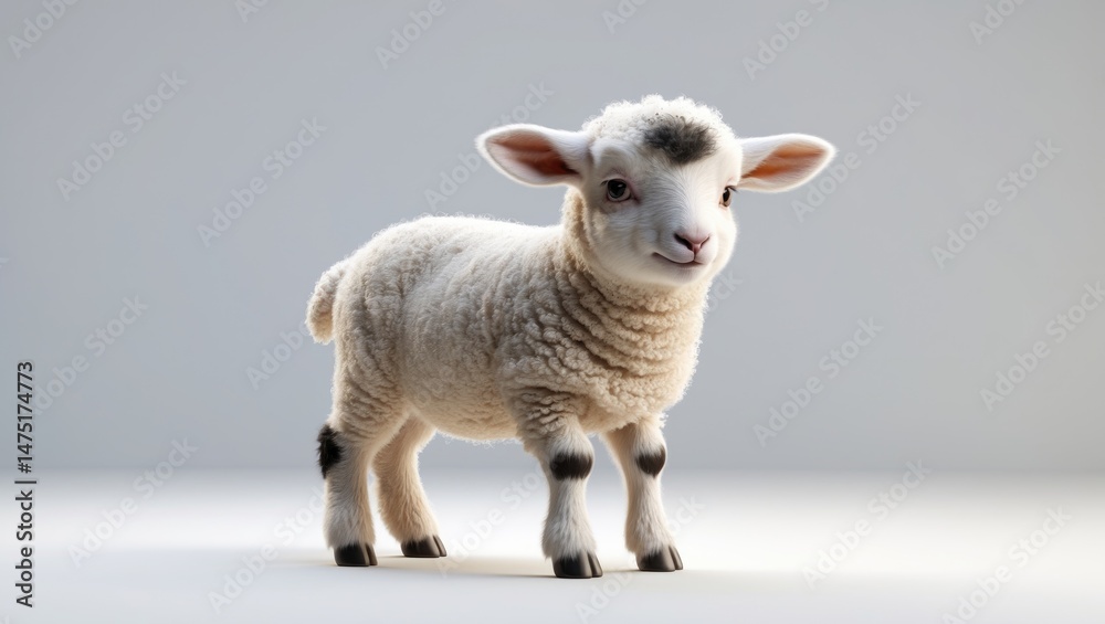 Fototapeta premium Young blacknose sheep, 10 days old, isolated studio shot with detailed features