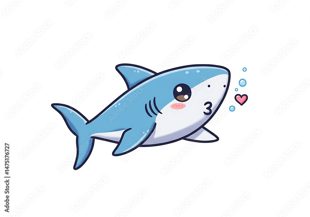 Fototapeta premium Kissing Shark Cartoon