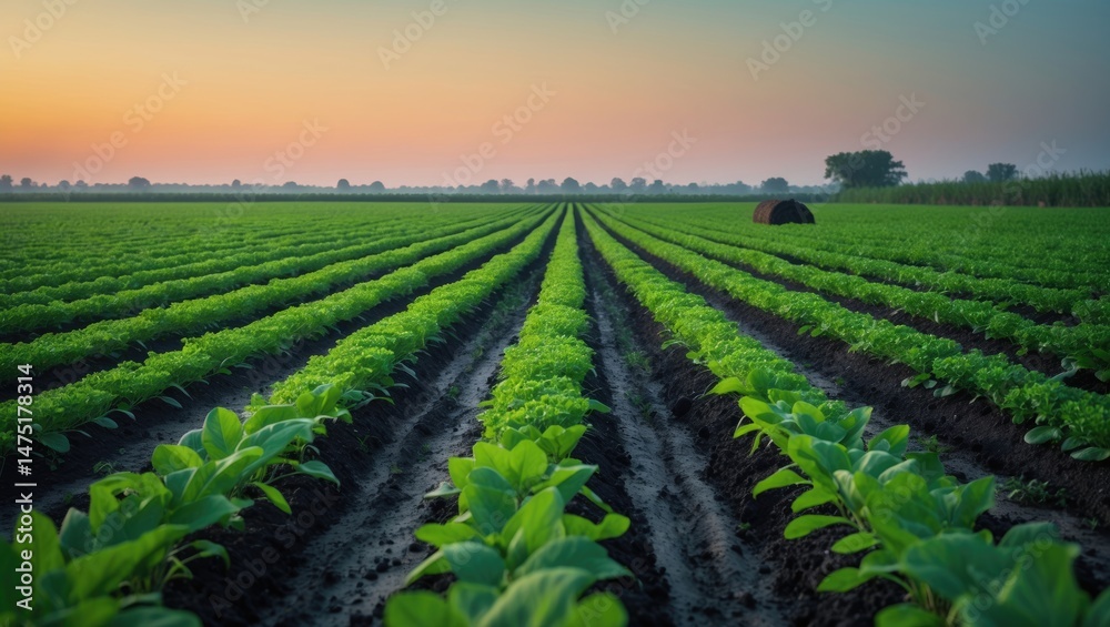 Obraz premium Growing young vegetables like beets and greens in rural farming fields during harvest season