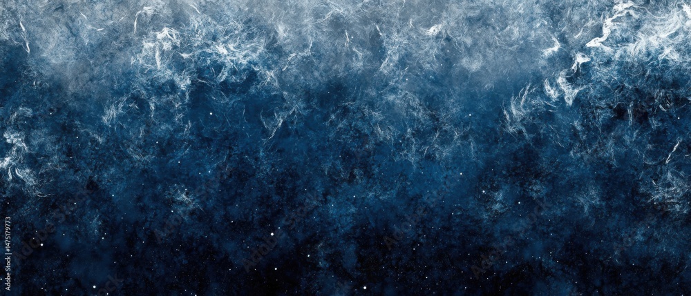 Obraz premium Abstract Deep Blue Gradient Texture Background with White Streaks and Small Dots of Light Overhead View