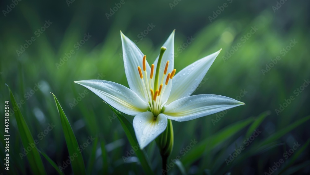 Fototapeta premium Rain lily flower captured in close-up