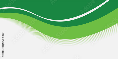 Abstract White and Green wave wide background banner