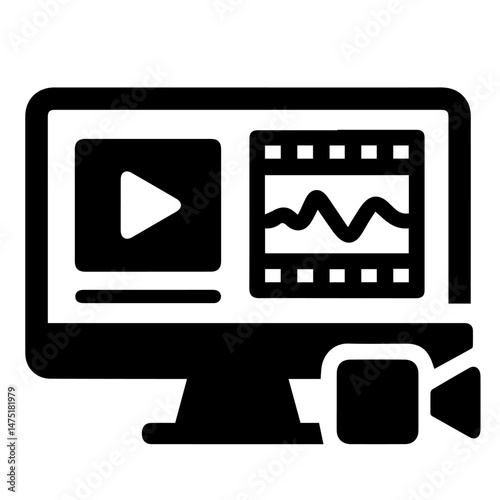 video editing icon monitor with picture and sound on white background vector
Vector cinema icon