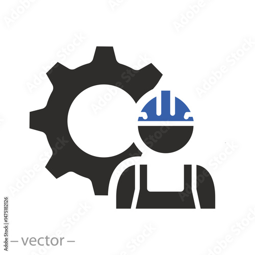 factory job, industrial worker icon, manufacturing specialist, flat vector illustration