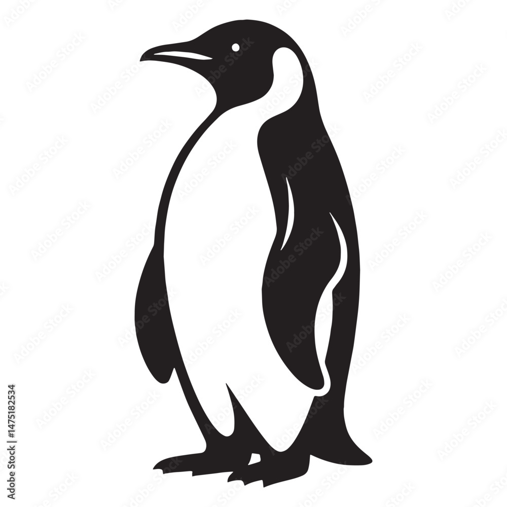 Obraz premium Regal Penguin silhouette, poised and calm – Penguin illustration – Minimalist Penguin vector – Bird silhouette