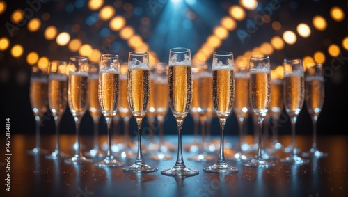 Wallpaper Mural Backstage scene with shining champagne glasses and bright lights at a fashion celebration Torontodigital.ca