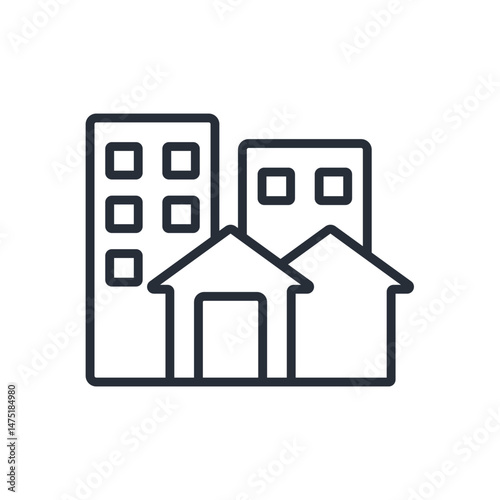town icon. vector.Editable stroke.linear style sign for use web design,logo.Symbol illustration.