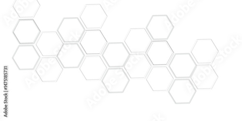 Abstract white and grey hexagon geometric and Polygonal Honeycomb Elements, Luxury Pattern and Technology-Inspired Design for a Sleek Background