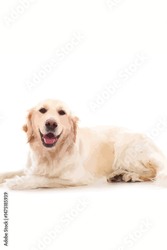 Vector Illustration of a Relaxing White Dog