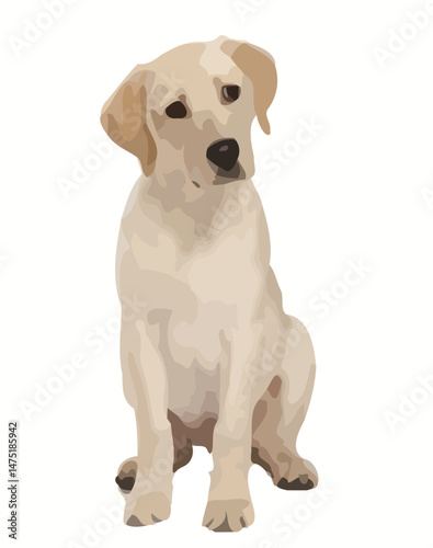 Vector Illustration of a Labrador Retriever Puppy Sitting