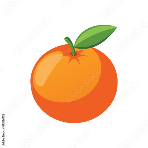 Illustration of Fresh Orange with Green Leaf