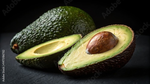Halved Avocado with Whole, ...