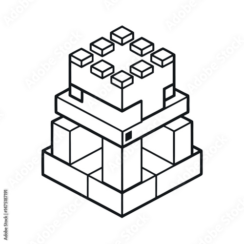 Simple Mega Blok Line Art Vector Illustration