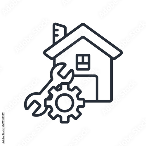 renovation home icon. vector.Editable stroke.linear style sign for use web design,logo.Symbol illustration.