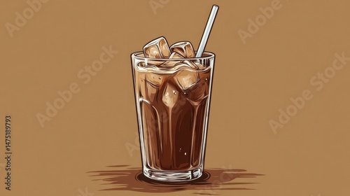 Refreshing Iced Coffee Illustration: A Cool Summer Beverage