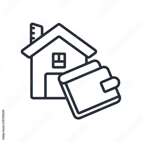 home loan icon. vector.Editable stroke.linear style sign for use web design,logo.Symbol illustration.