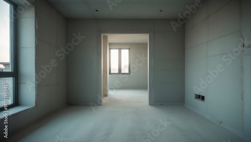 Updating a room within a house under modern construction. The walls are masonry, and it has plastic windows. The floor is screeded.