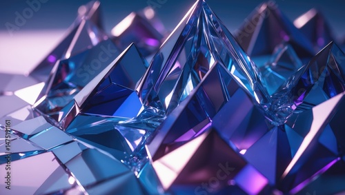 Ultra macro image of faceted cut crystal glass displaying intricate patterns and sparkle against an elegant, colorful backdrop