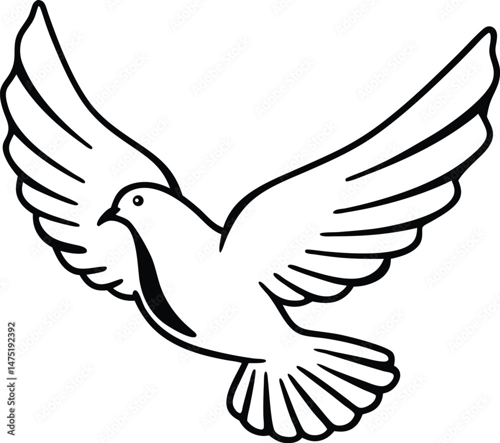 A white dove, a symbol of peace and freedom, is captured in a vector illustration as it takes flight with its wings spread, a beautiful bird in nature A white dove, a symbol of peace and freedom, is captured in a vector illustration as it takes flight with its wings spread, a beautiful bird in nature