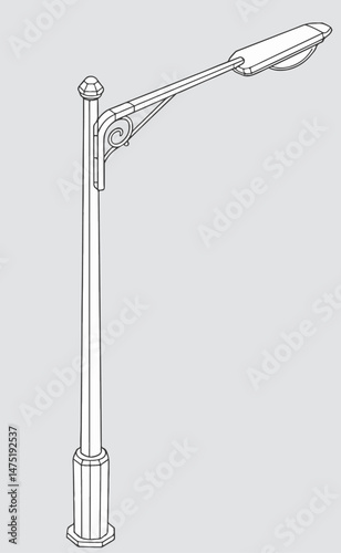 street lamp isolated on white_Axonometric view