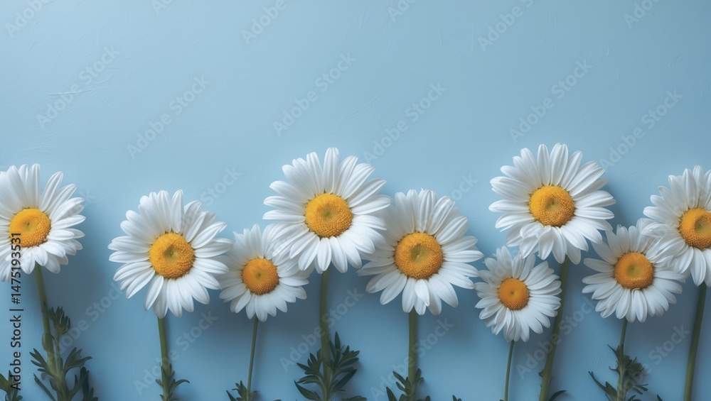 Obraz premium Daisies on a summer-themed blue backdrop