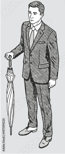 man with an umbrella_Axonometric view 