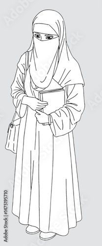 Arab women holding books_Axonometric view