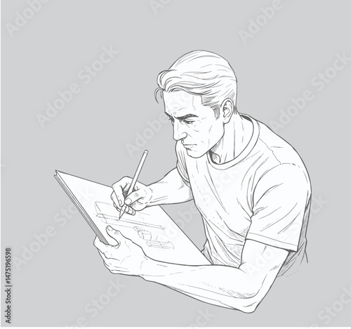 A man drawing