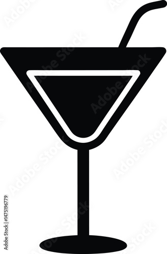 cocktail glass silhouette icon vector illustration