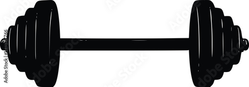 Heavy Barbell Silhouette A Classic Barbell with Weights for Strength Training and Fitness