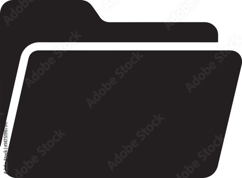 Folder Icon Silhouette Black Vector | Simple File & Document Storage Icon