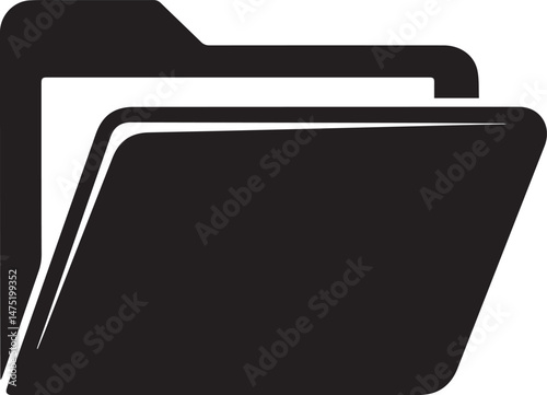 Folder Icon Silhouette Black Vector | Simple File & Document Storage Icon