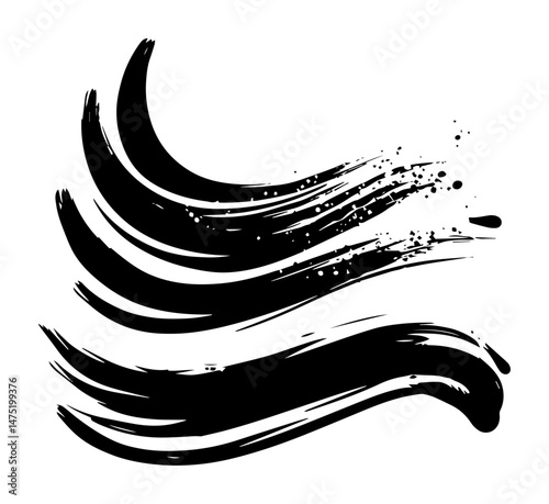 paint brush stroke set in expressive black ink vector style