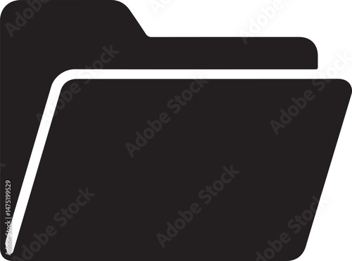 Folder Icon Silhouette Black Vector | Simple File & Document Storage Icon