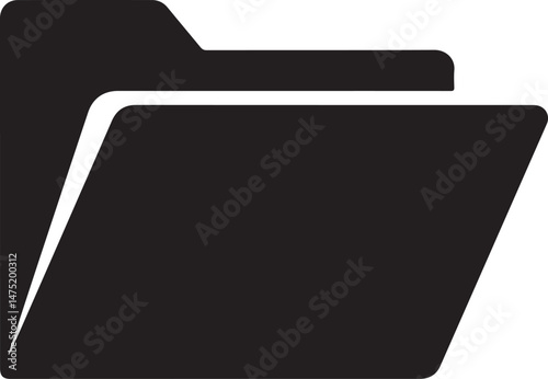 Folder Icon Silhouette Black Vector | Simple File & Document Storage Icon