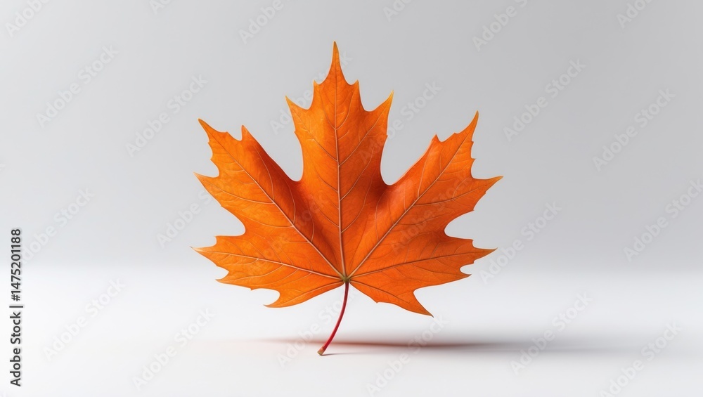 Fototapeta premium Autumn Maple Leaf Drop on White Surface