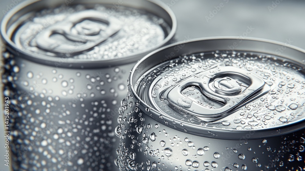 Close-up of two cold, sweating aluminum beverage cans. (1) Close-up of two cold, sweating aluminum beverage cans. (1)