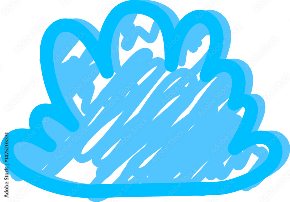 Fototapeta premium Cute blue cloud with playful line
