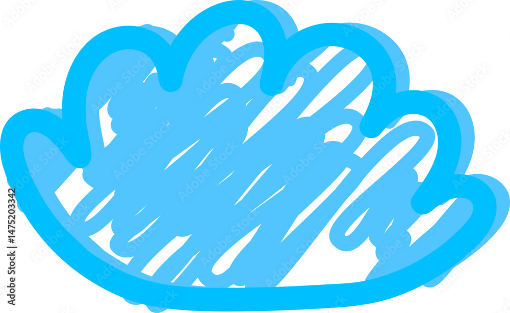 Fototapeta premium Light sketchy blue cartoon cloud